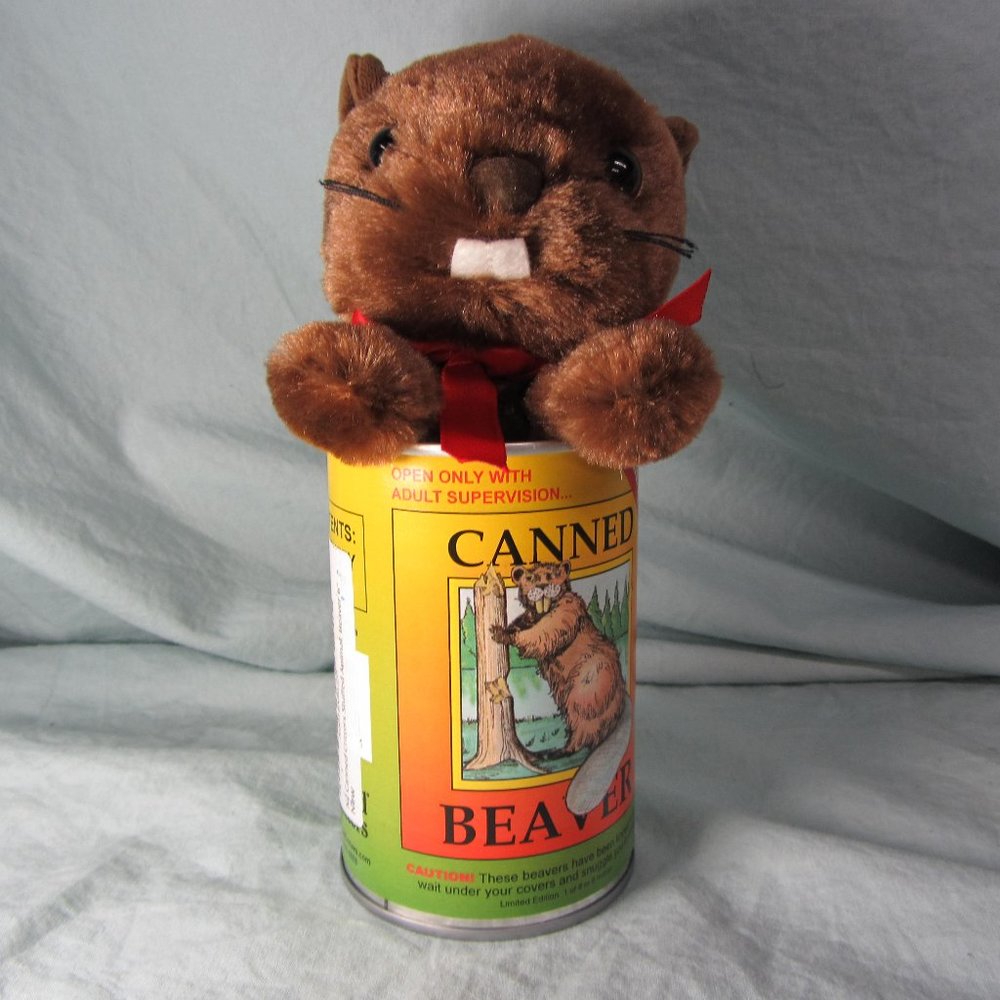 3 for $36 - plush canned beaver stuffed animal (W1644)